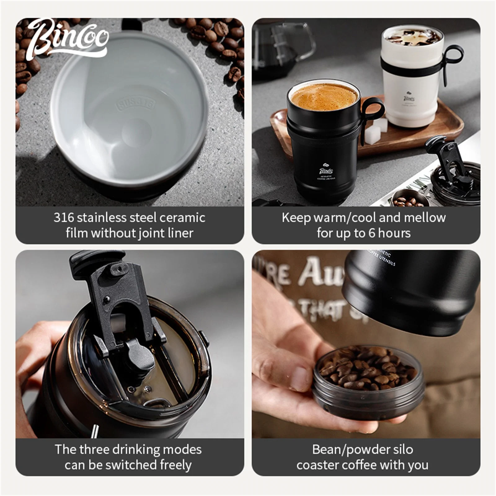 كوب قهوة معزول سيراميك ٣٣٠مل من Bincoo