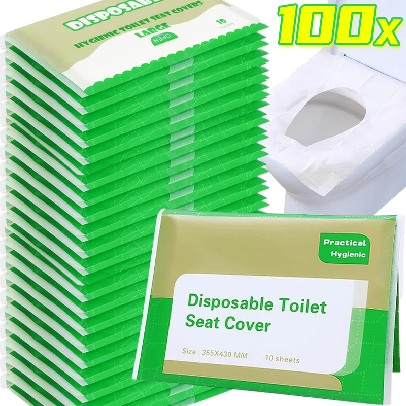 10/100pcs Disposable Toilet Seat Cover Paper Portable Waterproof Soluble Water Travel Camping Hotel Bathroom Toilet Mat Pad toilet seat cover toilet mat toilet accessories