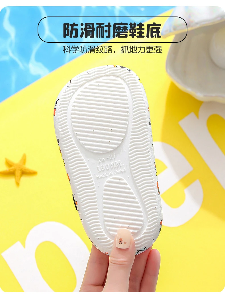 leather girl in boots Children's Slippers Cute Cartoon Soft Bottom Anti Slip Children's Baotou Odor Proof Boys' Beach Shoes Girls' Hole Cool Slippers boy sandals fashion