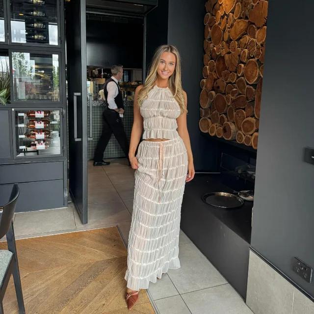 Ensemble 2 Pièces Jupe Maxi Florale Et Débardeur Dos Nu - Taille Haute - Imprimé Léopard - Élastique - Pour Plage, été, Sortie Y2K
