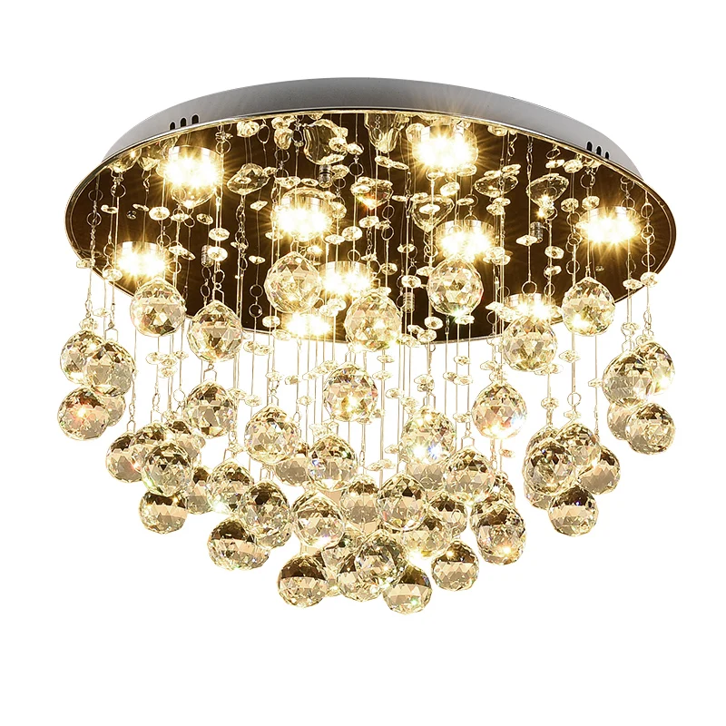 

Modern fashion romantic circular K9 crystal LED ceiling lamp DIY home deco dining room stainless steel ceiling lighting fixture