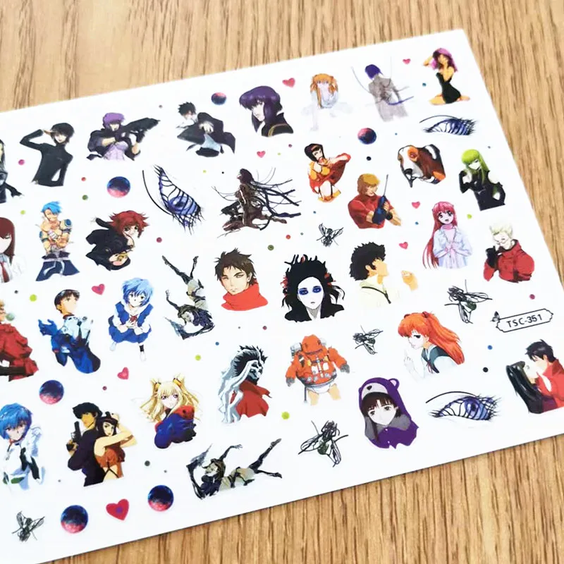 

Newest 3D Japanese Anime Design Self Adhesive Back Glue Decal Stamping DIY Decoration Tips Nail Art Sticker TSC 351