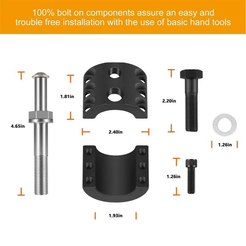 Steering Stabilizer Tie Rod Clamp (1-1/2" OD Tube) with Steering Stabilizer Relocation Bolt for Jeep Wrangler JK JL JT 2007-