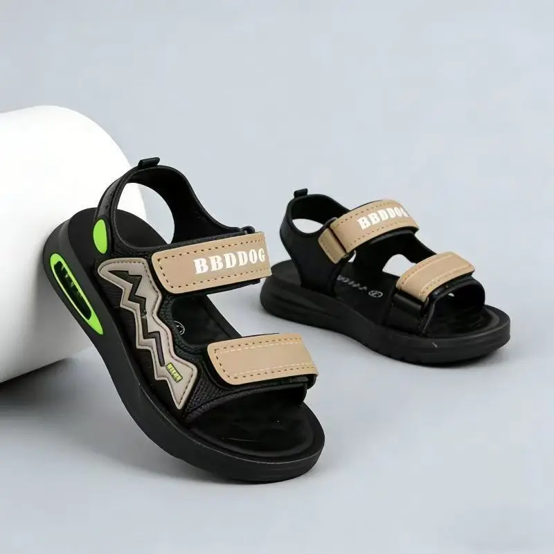 여름 소년 샌들 부드러운 밑창 미끄럼 방지 어린이 해변 신발 통기성 경량 야외 캐주얼 워킹 샌들 어린이용