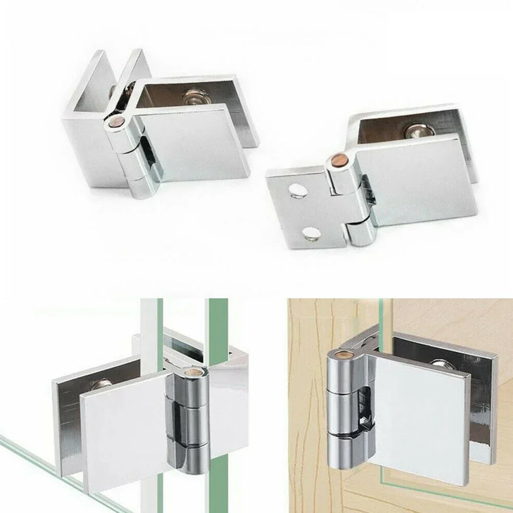 Furniture Hinges Glass Door Hinges Single Double Sides Clamp Bathroom Accessories Hardware Parts Wine Cabinet