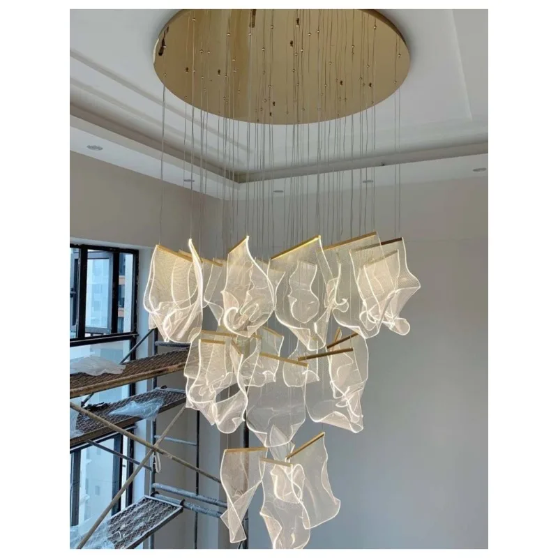 

Женская Подвесная лампа, современный роскошный скандинавский светильник для лестницы, столовой, гостиной, коридора, длинное дизайнерское украшение для лестницы, цвет золото