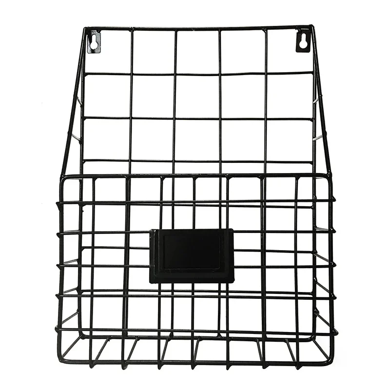 Metal Decorative Storage Basket Wall-mounted Grid Hanging Rack Newspaper Magazine File Iron Storage Basket Office Home Decoratio