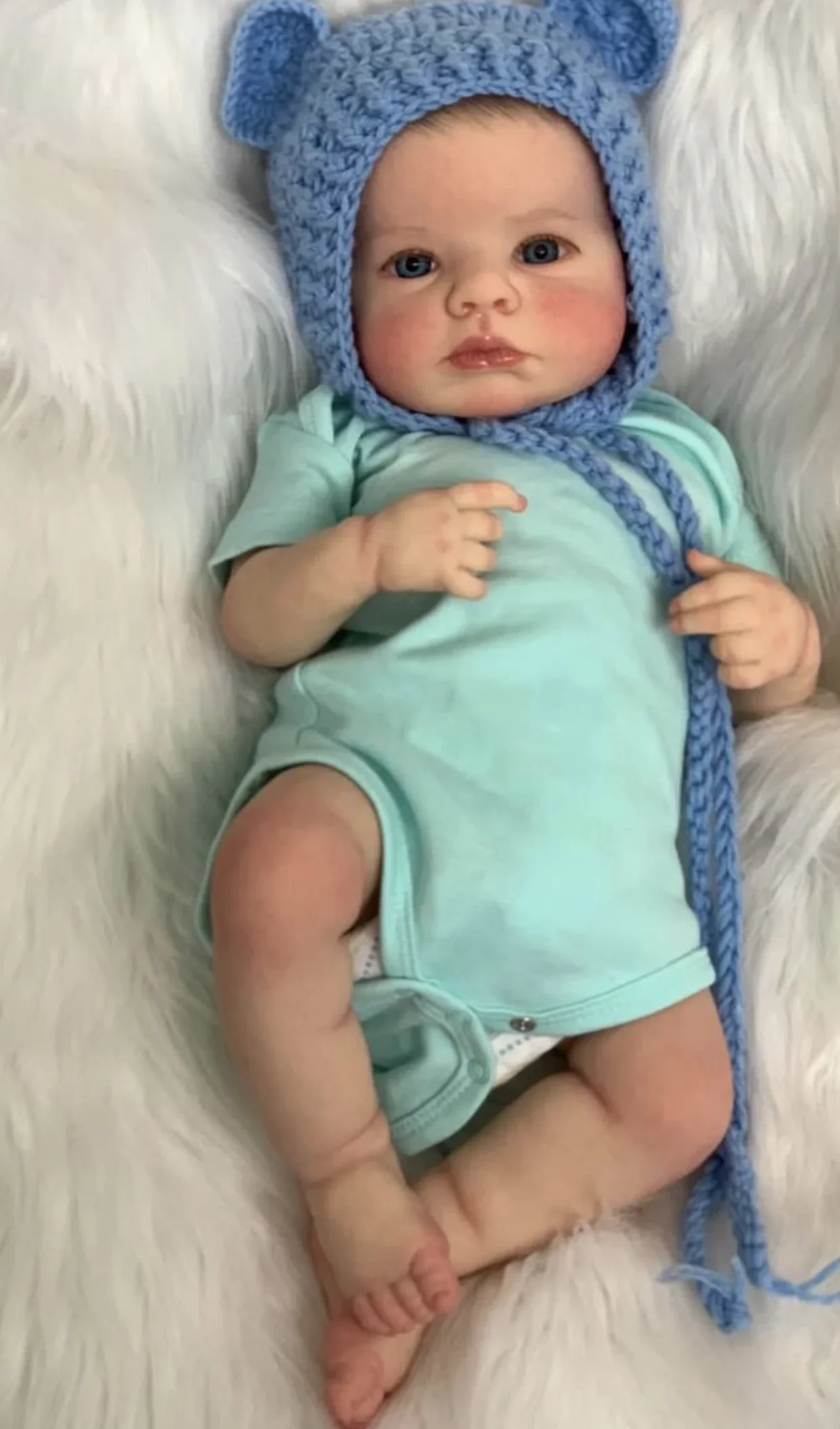 

NPK 19inch Newborn Baby Doll Handmade Lifelike Reborn Loulou Awake Soft Touch Cuddly Doll with 3D Painted Skin Visible Veins