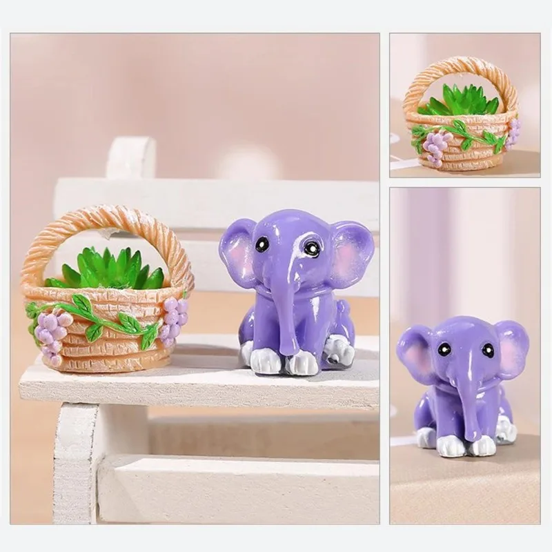 Creative Resin Animal Elephant Small Ornaments Home Gardening Sand Table DIY Micro Landscape Landscaping Decoration Accessories