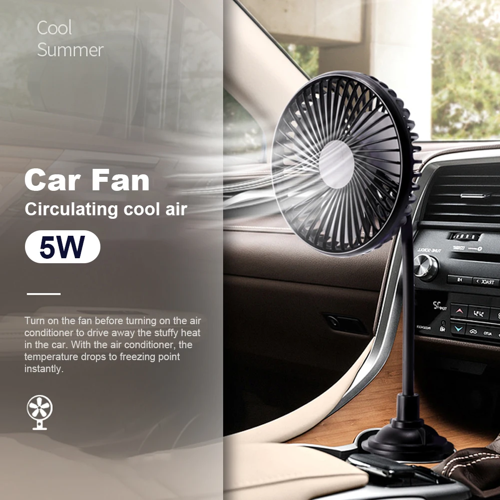 USB 3 Speed Electric Car Fans Powerful Quiet Auto Cooler Fan Rotatable for Car Van Truck SUV RV