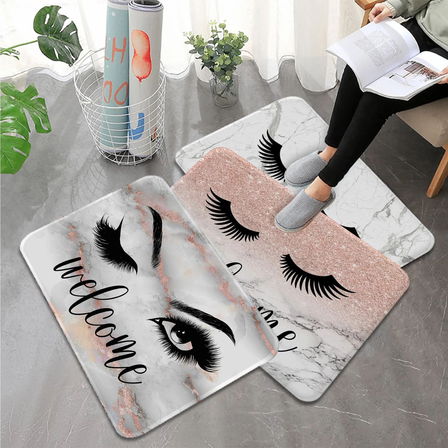 Eyelash Decorative Antislip Absorb water Bath Carpet 40x60cm Bathroom