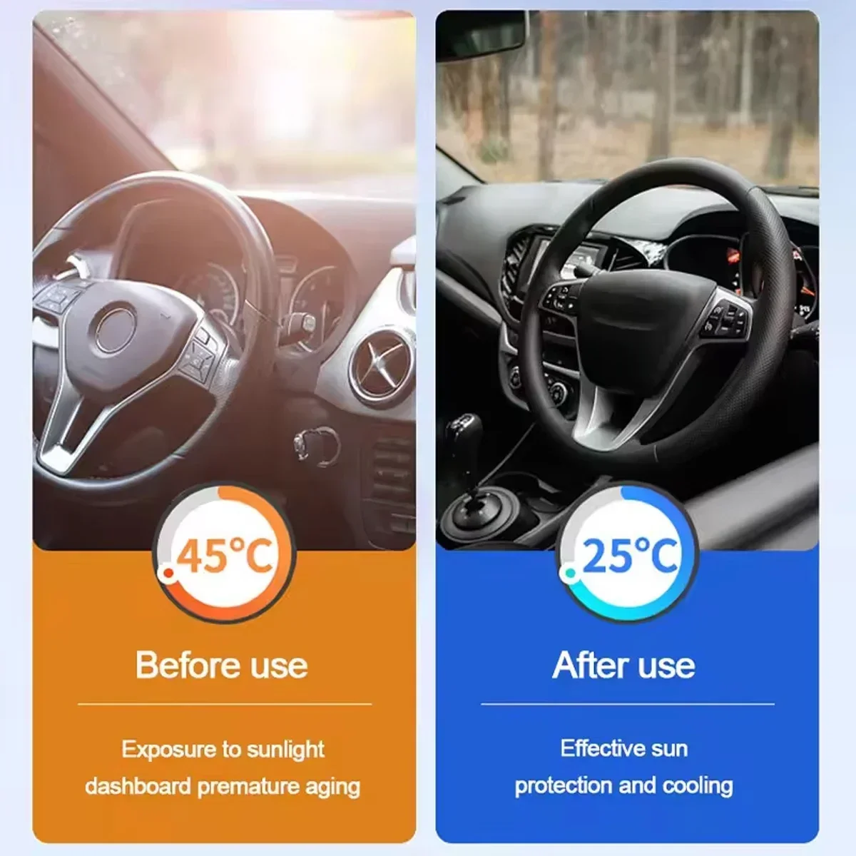 UV Reflective Car Sun Shade for Front Window Summer Cooling