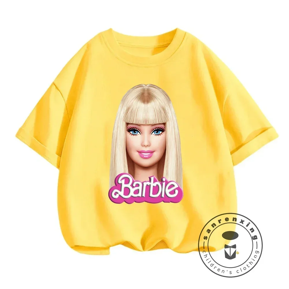 Trendy Summer Styles for Girls Soft Breathable Barbie Prints on Colorful Fun-filled Cartoon T-shirts Ideal for Ages 3-14 6