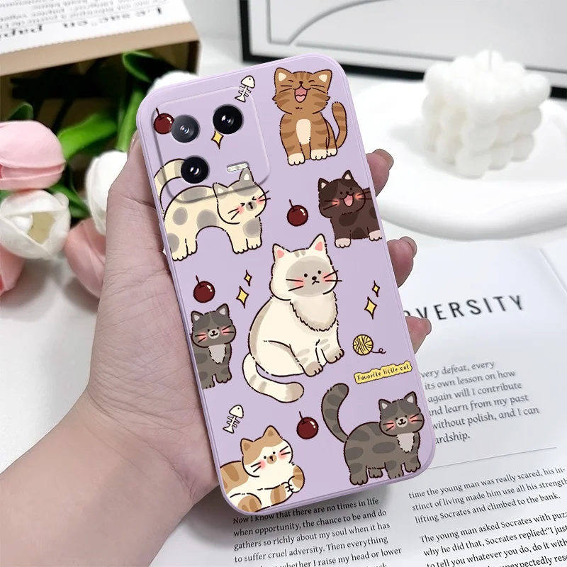 Adorable Cat Liquid Silicone Phone Case Cover