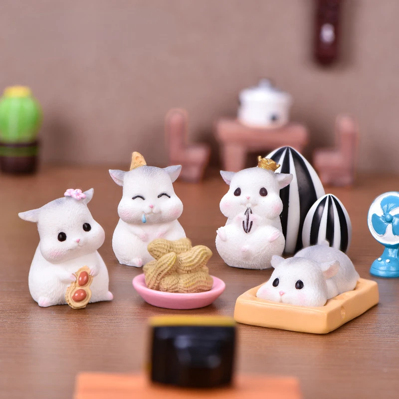 

1PC Cute Animal Hamster Fairy Garden Melon Seeds Peanuts Landscape Accesorios Kawaii Resin Ornaments Crafts Kids Gifts