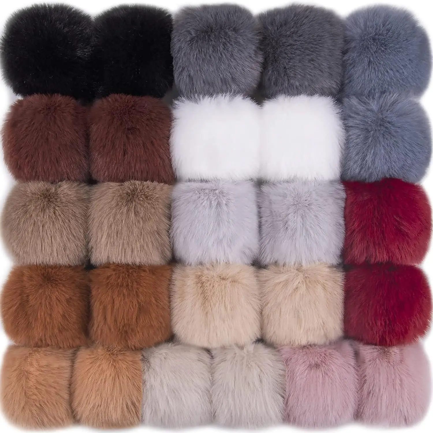7cm Faux Fur Pom Pom Set 1