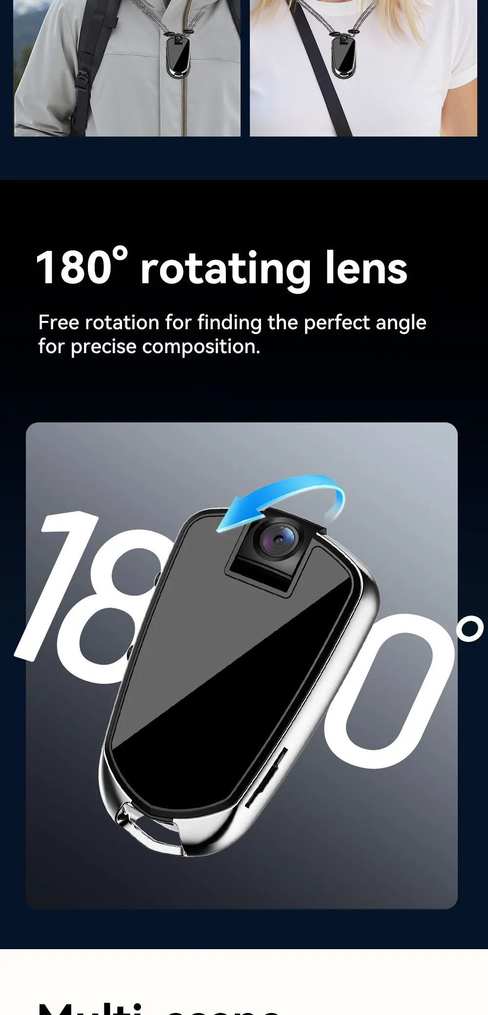 كاميرا صغيرة معروضة بخلفية بسيطة.