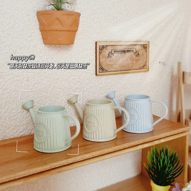 1PCS Vintage 1/12 Scale Miniature Dollhouse Mini Garden Watering Can for OB11 BJD Doll Accessories Toy 4
