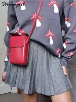 Autumn Knit White Mini Pleated Skirts For Women A Line Skirt Gray High Waist Women Knitted Pleated Short Skirts Korean Fashion - Image 6