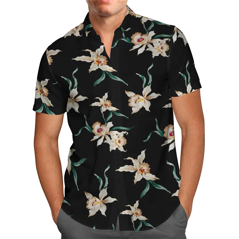 

Casual Hawaiian Tropical Flower 3d Shirt Men Women Fashion Clothes Summer Beach Short Sleeve Blouse Male Vocation Lapel