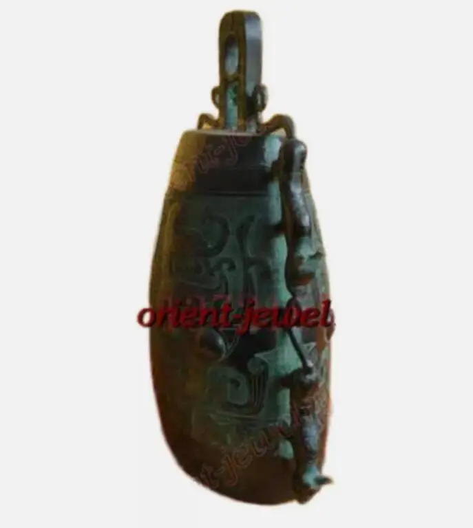 Tibet Old Temple God Statue patina Bronze Buddhist Dragon Singing chime bell 2
