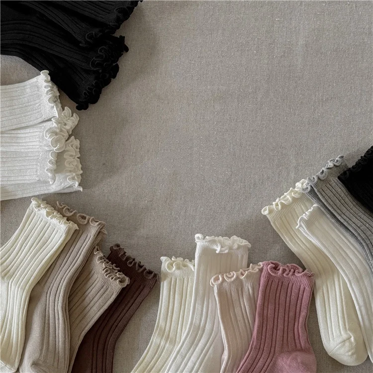 Herbst Neuheit: Kinder-Rüschensocken 4er-Pack aus Gekämmter Baumwolle im Prinzessinnen-Stil für 3-12-Jährige Mädchen, Weiche Babymädchen-Socken für Tägliches Tragen – Detail 9