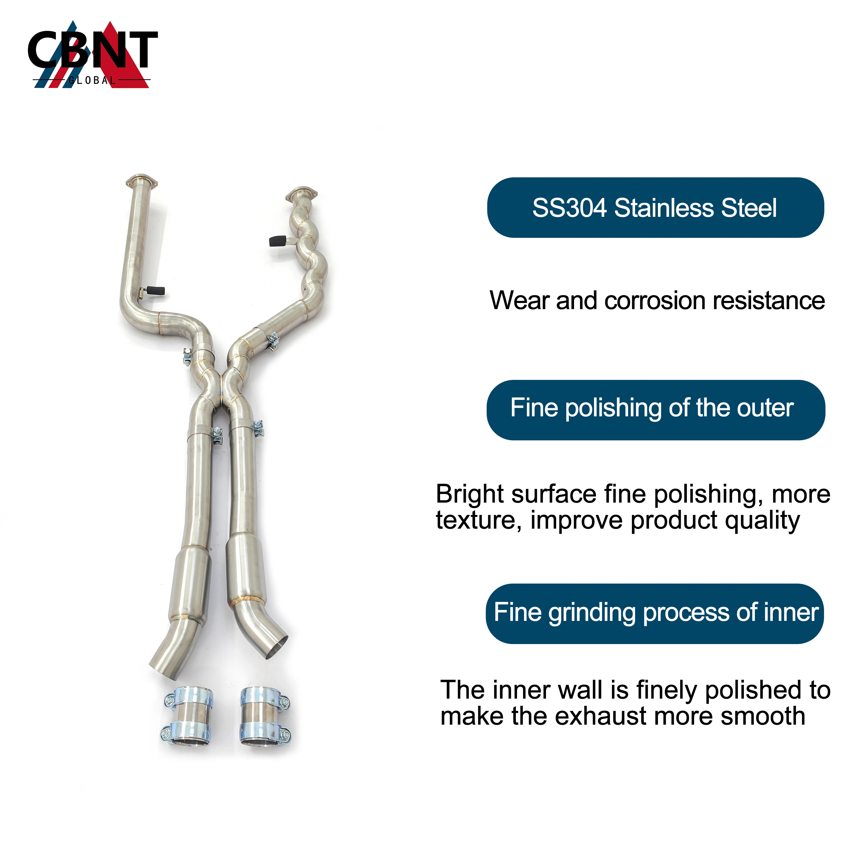 CBNT Equal Length Mid Pipe BMW G87 M2 S58 3.0T Exhaust System Middle Pipe 70mm/2.75inches SS304 Performance Exhaust-Pipe
