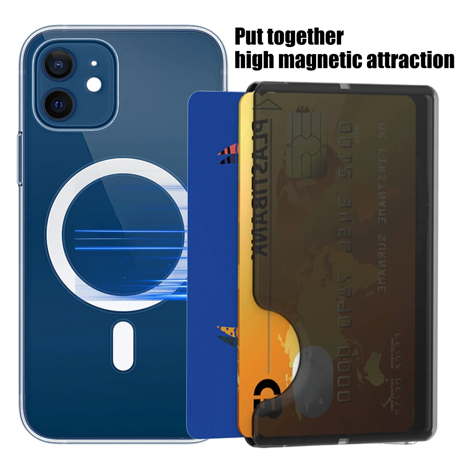 1/2Pcs Magnet Wallet Socket Card Slots Cover Sleeve For iPhone Samsung Xiaomi Magnetic Clear Wallet Card Holder For Magsafe Case