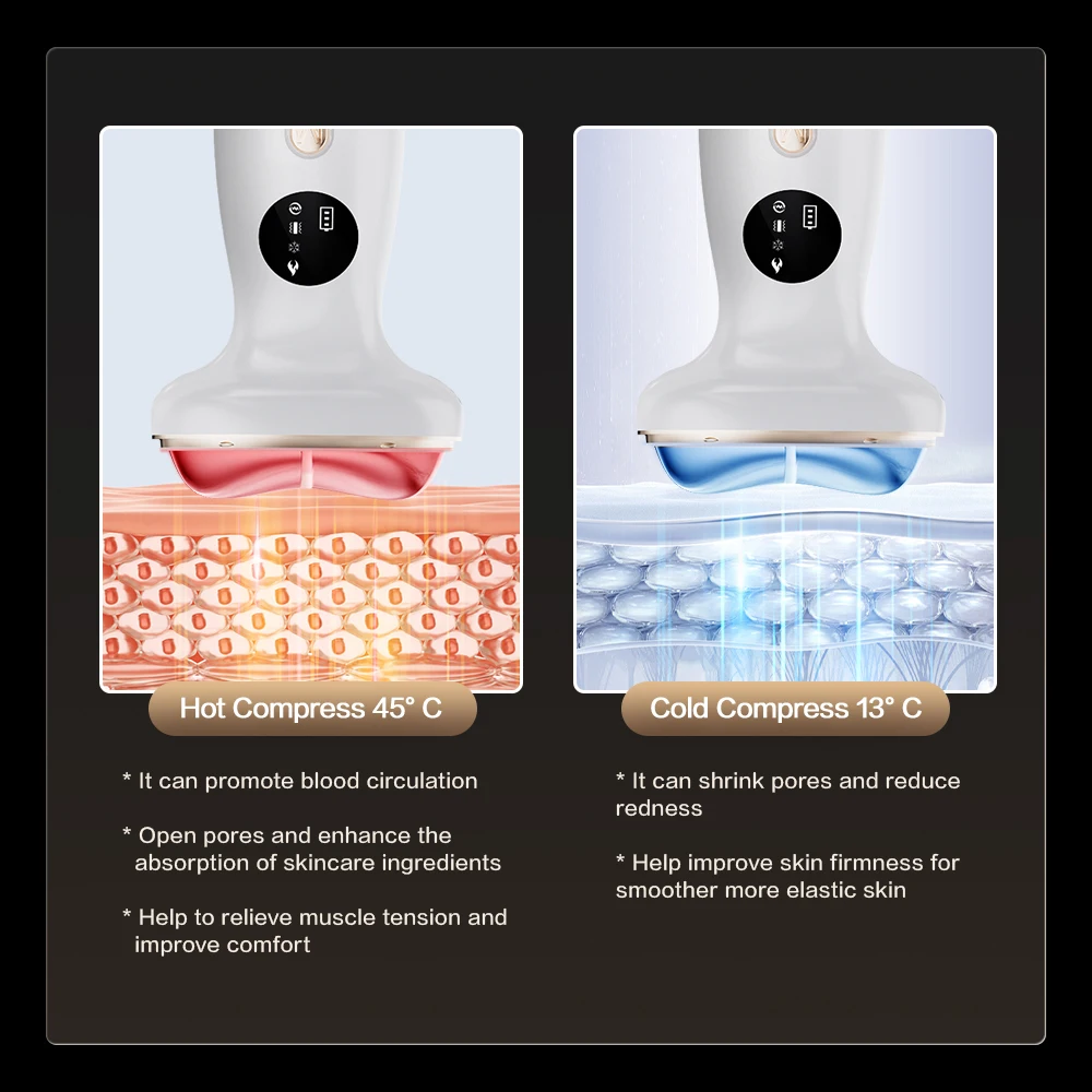 EMS Microcurrent Neck Face Beauty Device LED Skin Rejuvenation Hot Cold Compress Lifting Care Facial Firming Massager Anti-aging