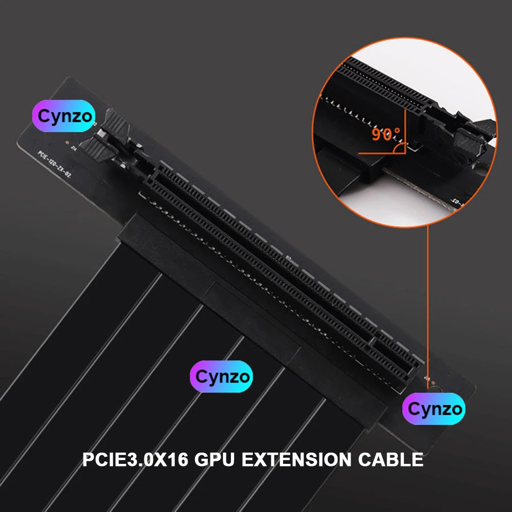 VGA PCI-E3.0 x16 라이저 비디오 카드 연장 케이블, 90 도 지원, 오픈 PC 케이스, 수직 익스프레스 전송 어댑터 익스텐더