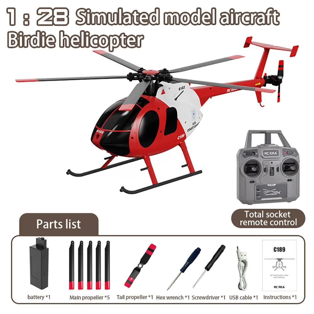 Rc Era C189 Md500 2.4G 6Ch Uav 1:28 Altezza Fissa Single Blade Flybarless Rc Elicottero Rtf
