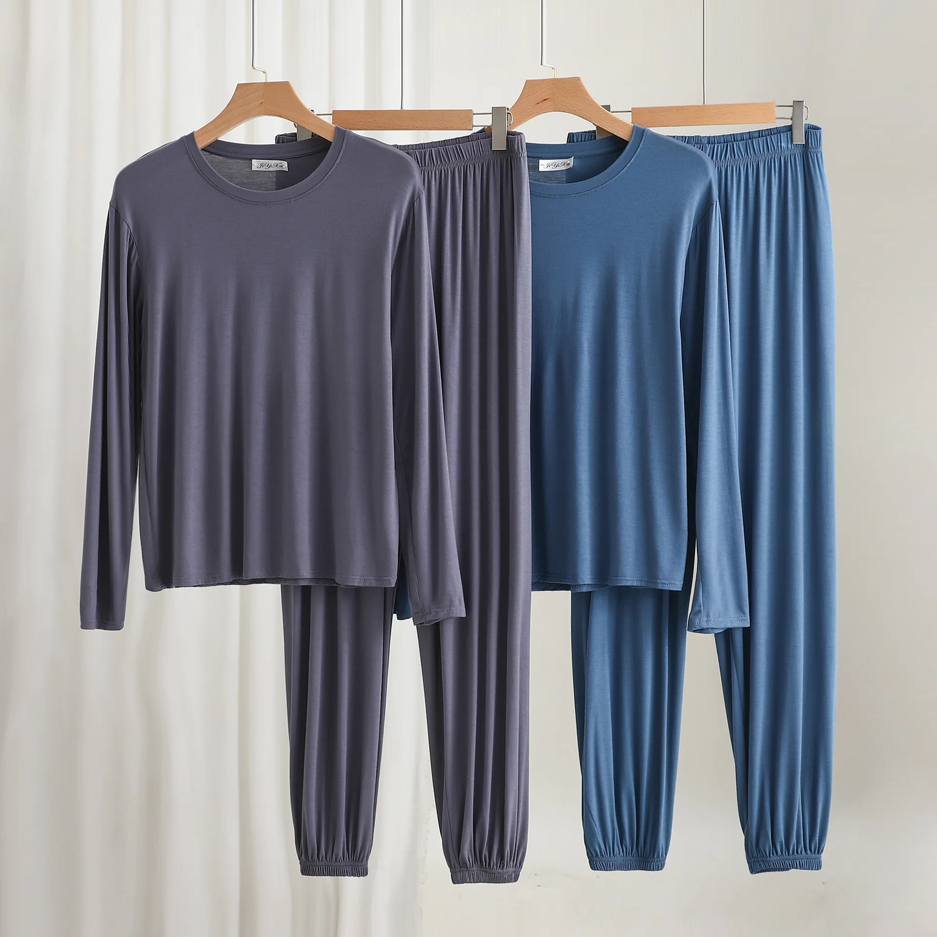 3XL-6XL Pijamas De Hombre Neue Weiche Modale Nachtwäsche Männer Nachtwäsche Set Frühling Herbst Winter Langarm Hose Pyjamas Mann Hause tragen – Detail 2