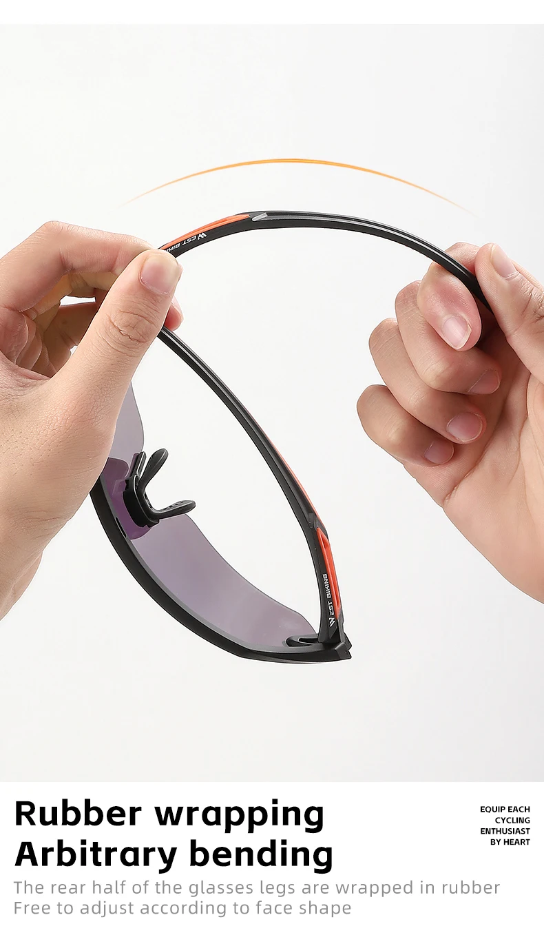 WEST BIKING Fahrradbrille Leichte Großrahmen-Sonnenbrille HD MTB Rennrad Winddichte Schutzbrille für Männer und Frauen Sportbrillen – Detail 7