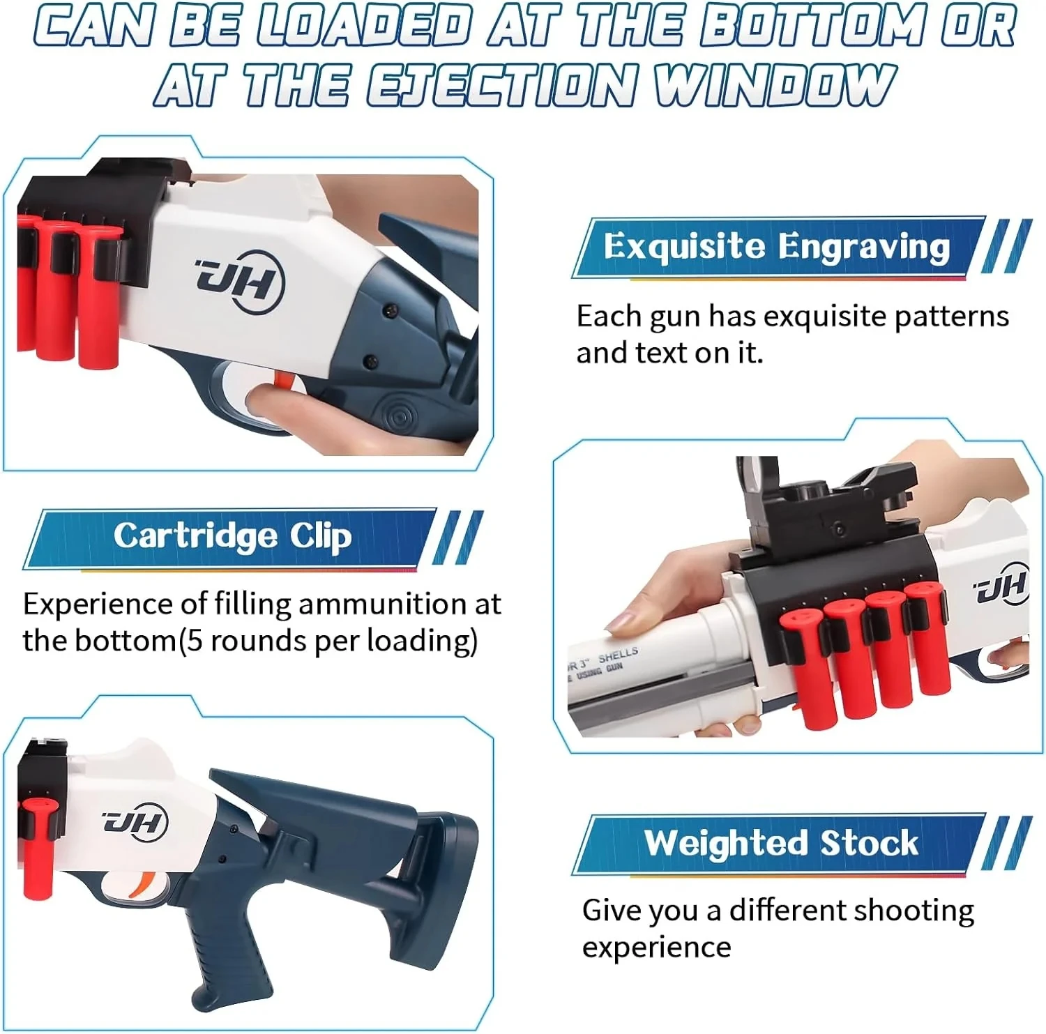 JH2027 XM1014 Shell Ejection Throwing Manual Blaster For Kids Outdoor Gift (US Stock) 6