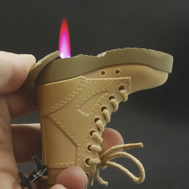

Military Boots with Wine Open Red Fire Windproof Lighter Keychain