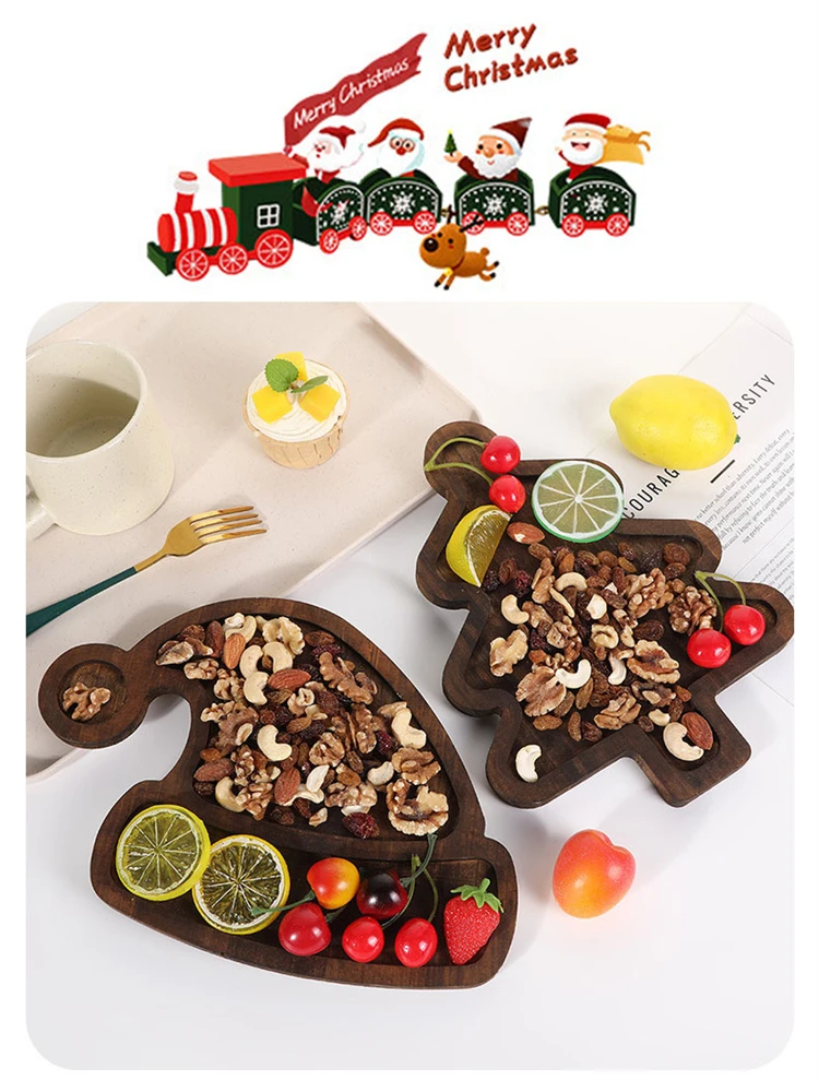 Wood Christmas Tray Christmas Tree Charcuterie Board Xmas Dessert Candy Dish Cheese Board Appetizer Dessert Tray Boards