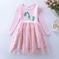 Robe d'automne en maille de licorne brodée en coton pour filles, nouvelle collection 5