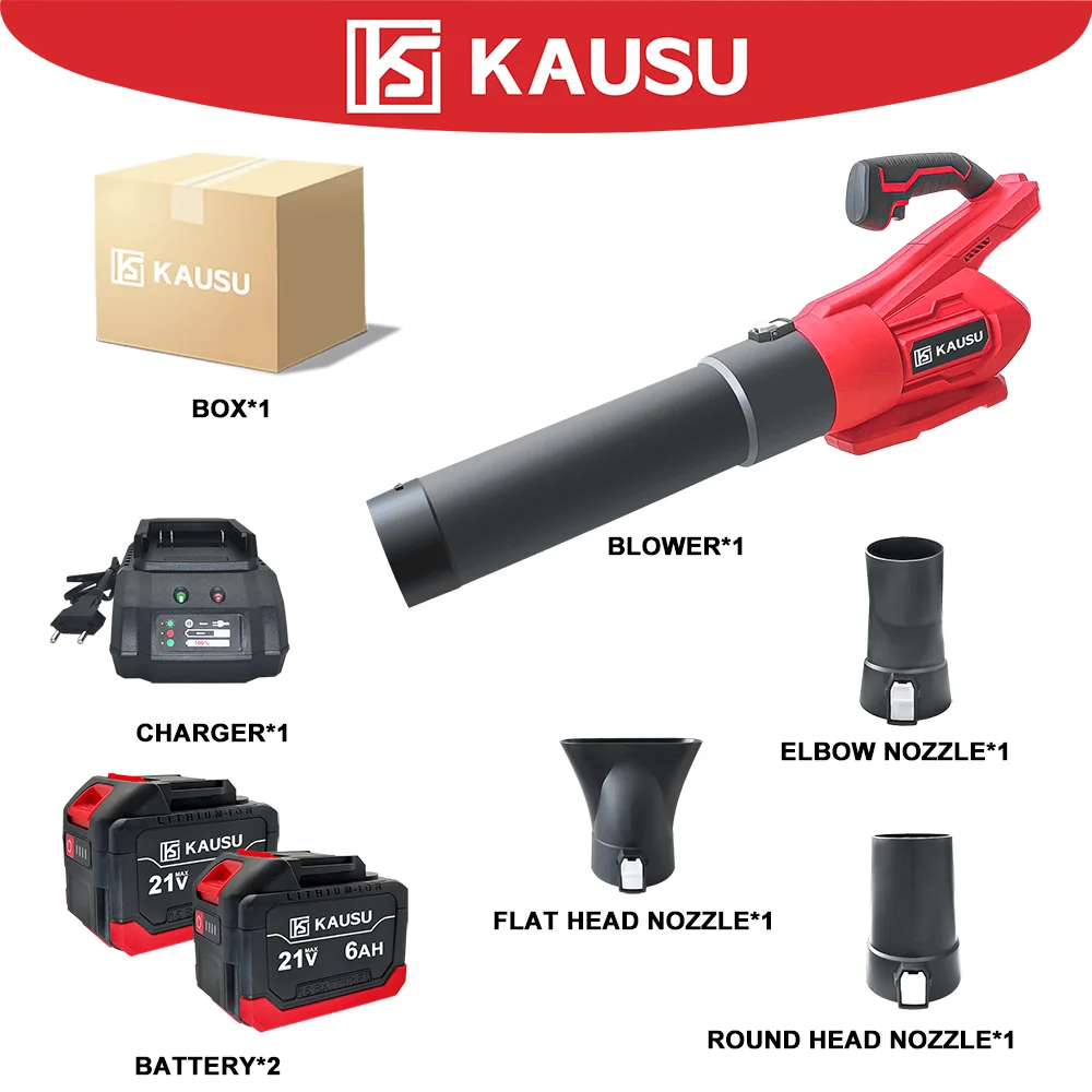 KAUSU Brushless Electric Air Blower 2 6m Blowing Distance Cordless Leaf Dust Snow Powerful Airflow Blower Makita 18V Battery