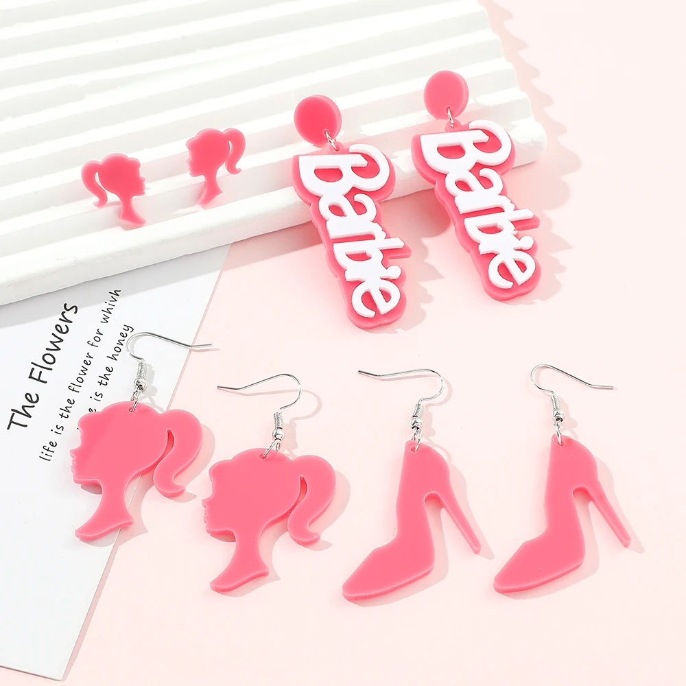 

Disney Barbie Princess Sweet Ear Studs Barbie High Heel Drop Earrings Letter BARBIE Ear Accessories for Women Cute Jewelry Gifts