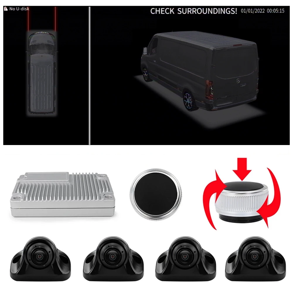 Carsanbo 360 Panoramic System 3D Pro Camera Bird's Eye View Sony Lens with DIY Color 24 Hours Parking Monitoring Auto Accessorie