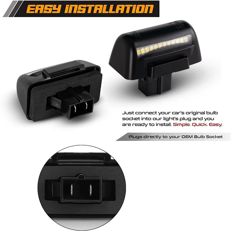 2Pcs LED License Plate Lights For Ford Transit MK5 MK6 MK7 1985-2014 Super Brigh
