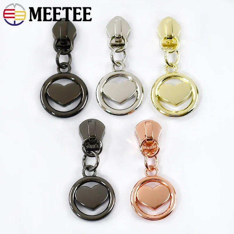 

5/10/20Pcs 5# Heart Zipper Puller Slider for Metal/Nylon Zips Bag Clothes Pocket Decor Zip Head Repair Kit Tailoring Accessory