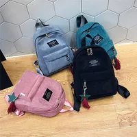 Fashion Woman Mini Simple Corduroy Backpacks Campus Style Pure Color Capacity Double Shoulder Bag Solid Color Corduroy Backpack 1