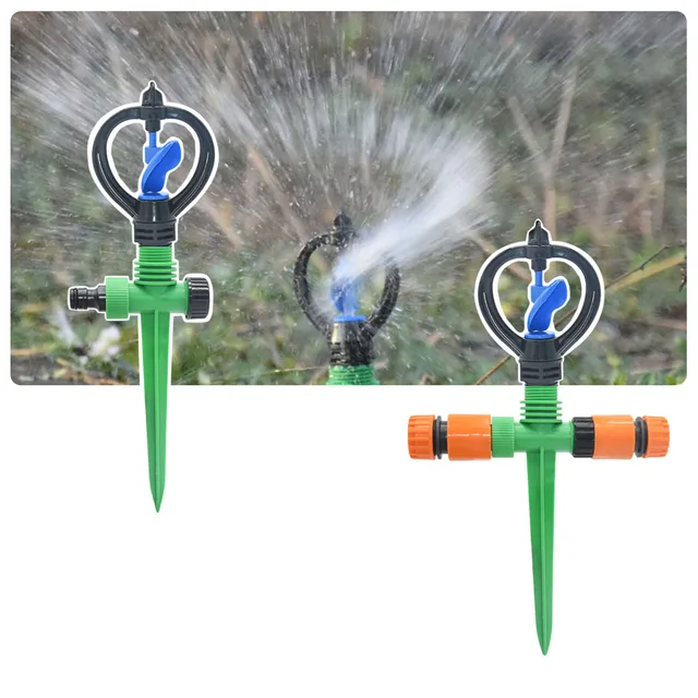 Garden Lawn 360 Degree Rotating Sprinkler 1/2" Male Thread Scattering Nozzle Automatic Rotating Watering Nozzle With Support
