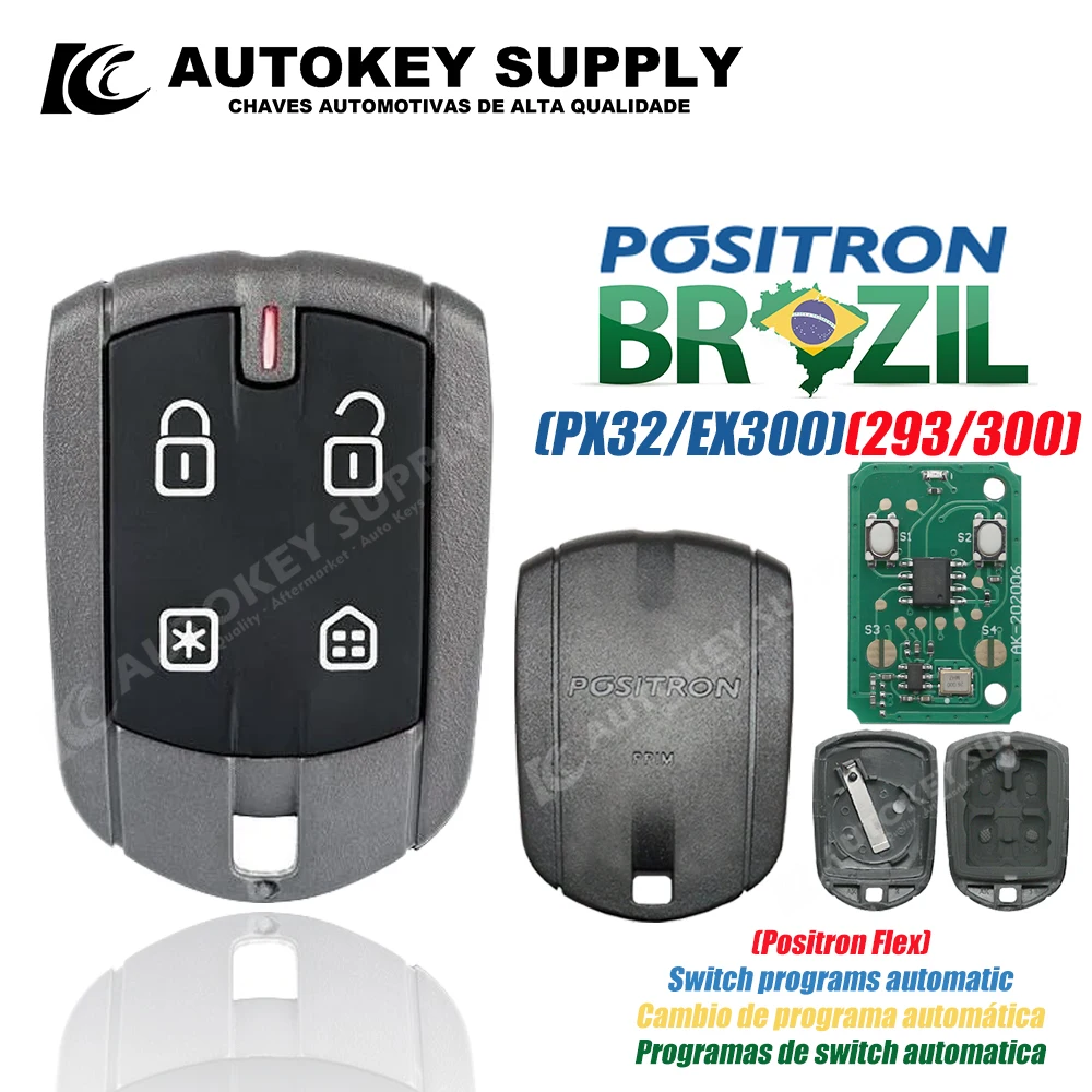 Remote Key Double Program (293/300) AKBPCP126AT / AKBPCP152AT AutokeySupply For Brazil Positron Flex (PXN52) Alarm System car remote key car key