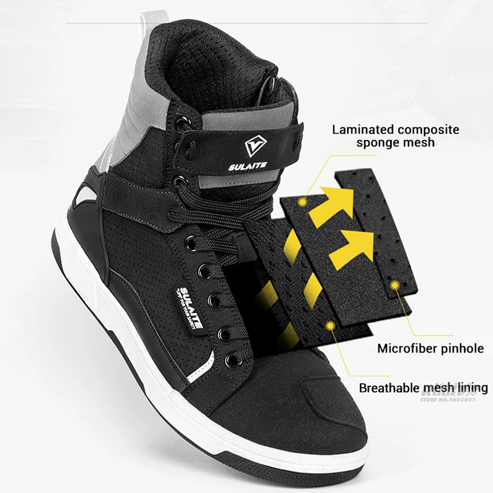 Motorcycle Shoes Four Seasons Motorbike Gear Shift Breatheable Anti-fall Rider Road Racing Casual Shoes Boots Men's Biker Boot