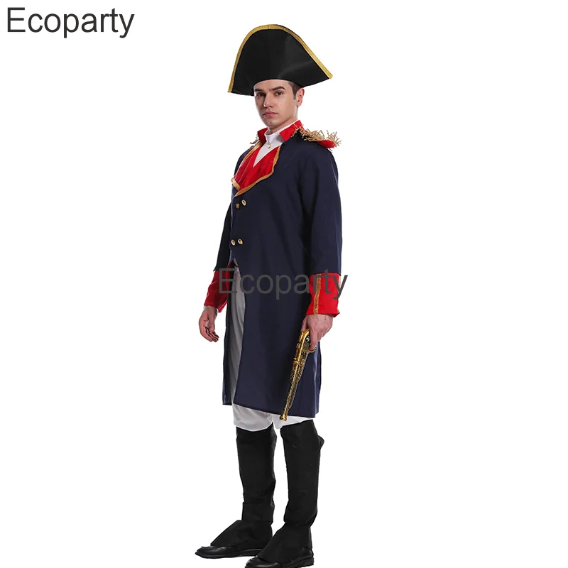 Medieval Napoleon Costume For Men Halloween Warrior Musketeers Soldier Cosplay Uniform Suit Carnival Masquerade Party Outfit