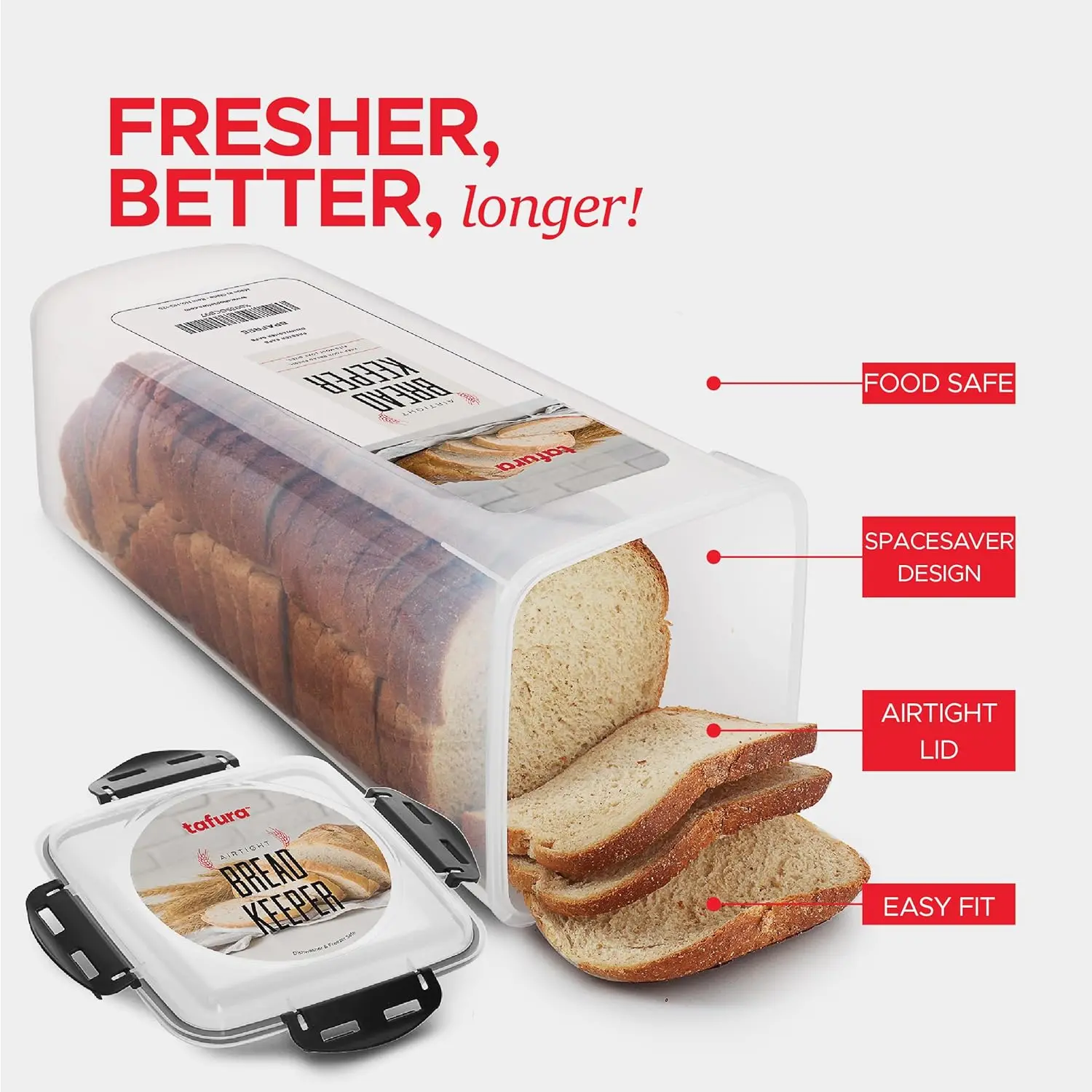Storage Box Kitchen Storage Box Food Storage Container Food Storage Box Plastic Bread Container with Airtight Lid