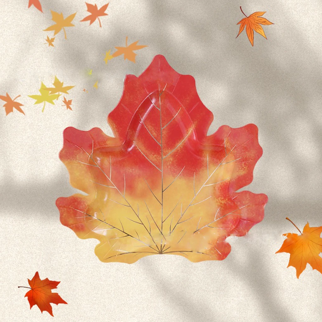 

10pcs Maple Leaf Disposable Paper Plates Mother's Day Father's Day Harvest Day Halloween Thanksgiving Graduation Party Supplies