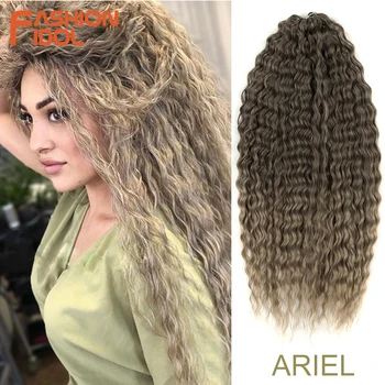 Ariel Hair Synthetic Twist Crochet Curly Hair 24 Inch Water Wave Braid Hair Ombre Blonde Brown Deep Wave Braiding Hair Extension 1